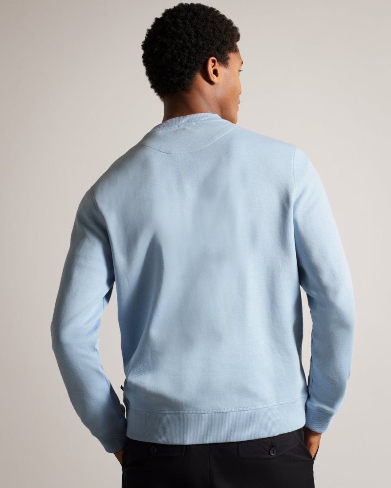 Pale Blue Ted Baker Pitney Regular Fit Embroidered MonogramJumper Sweatshirts & Hoodies | HPQWLFD-72