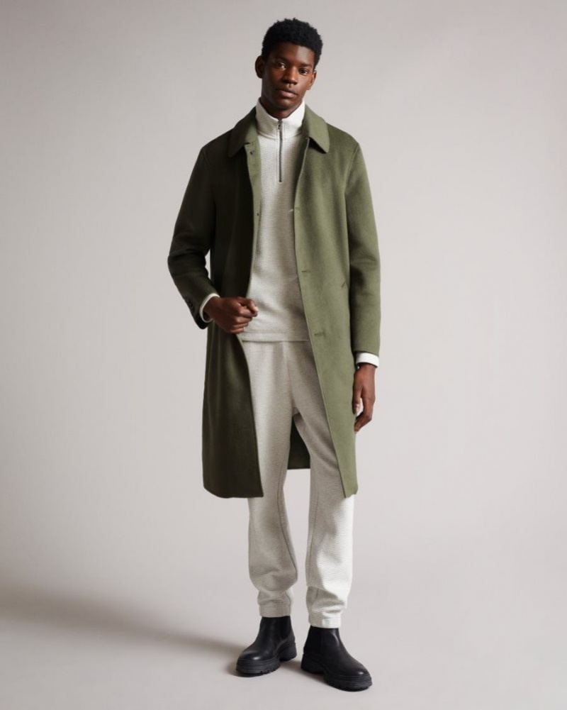 Pale Green Ted Baker Powpow Wool Carcoat Coats & Jackets | MCHEZDL-18