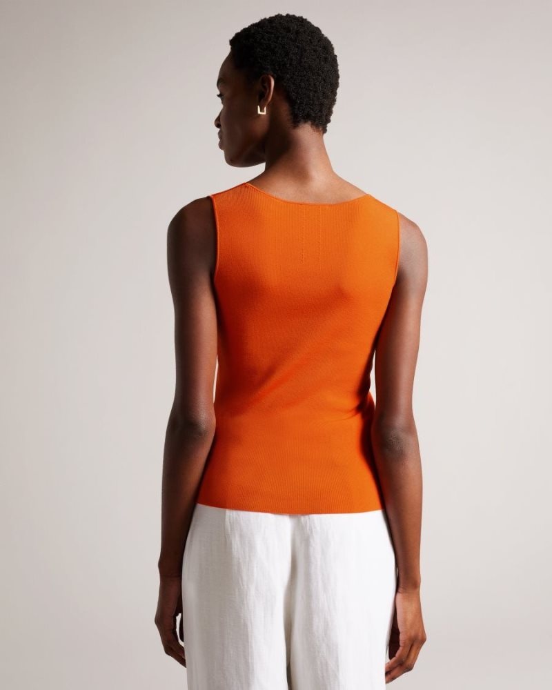 Pale Orange Ted Baker Sarhaa Engineered Knit Top T-Shirts & Vests | UESFWBX-64