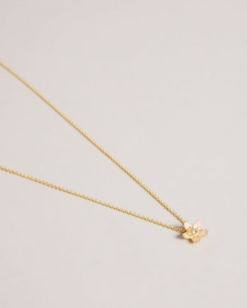 Pale Pink Ted Baker Braddie Blossom Pendant Necklace Jewellery | WOHYIGU-47