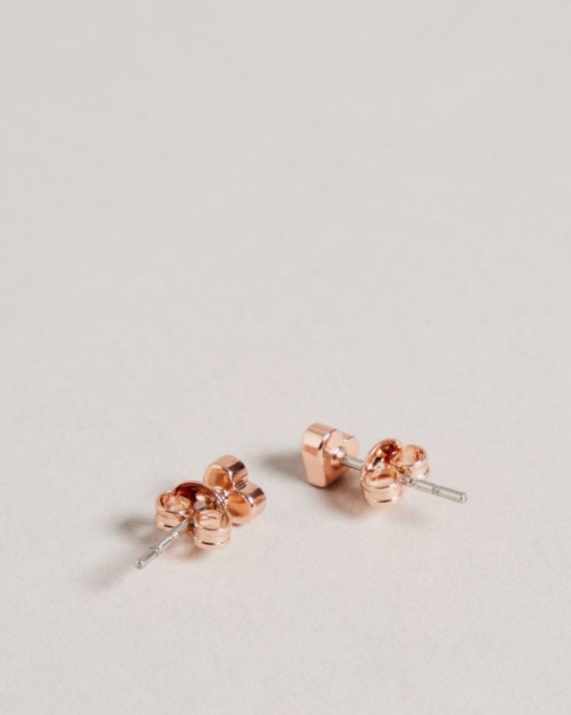 Pale Pink Ted Baker Eeliott Enamel Heart Nano Stud Earring Jewellery | LFYJOTU-10