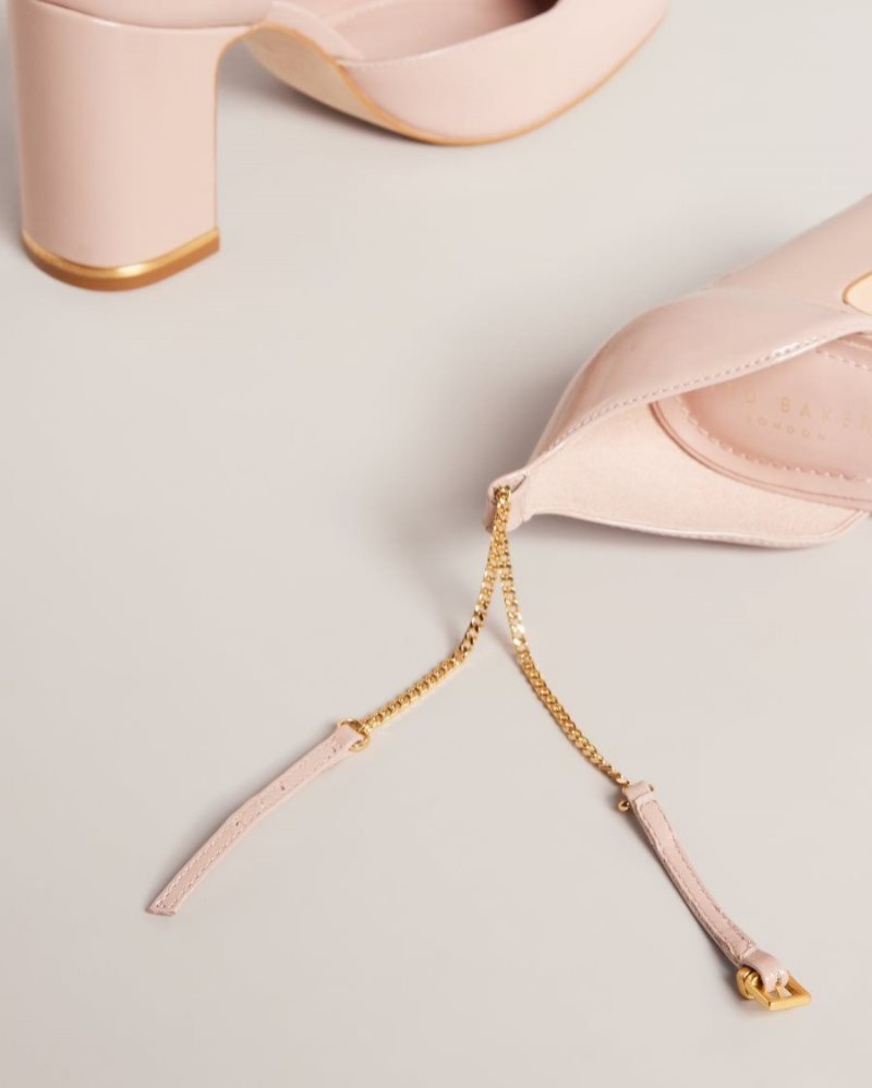 Pale Pink Ted Baker Keliy Strappy Chain Patent Heels Heels | MDERGTC-45