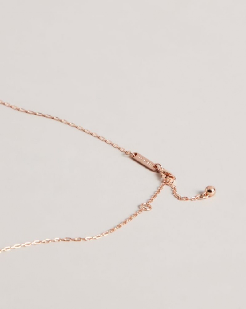 Pale Pink Ted Baker Laressa Love Letter Pendant Necklace Jewellery | UZOKDMC-93