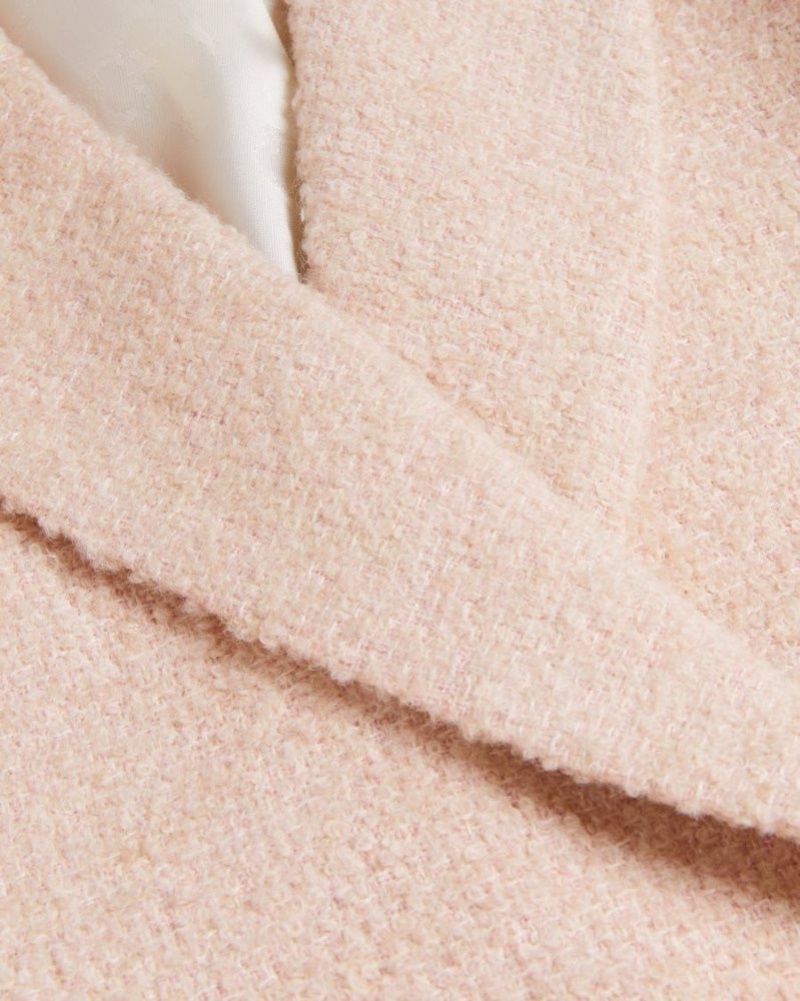 Pale Pink Ted Baker Robinet Oversized Marled Blazer Coat Coats & Jackets | LKBPMFH-38