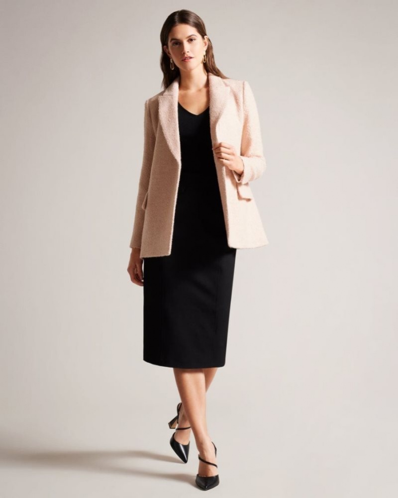 Pale Pink Ted Baker Robinet Oversized Marled Blazer Coat Coats & Jackets | LKBPMFH-38