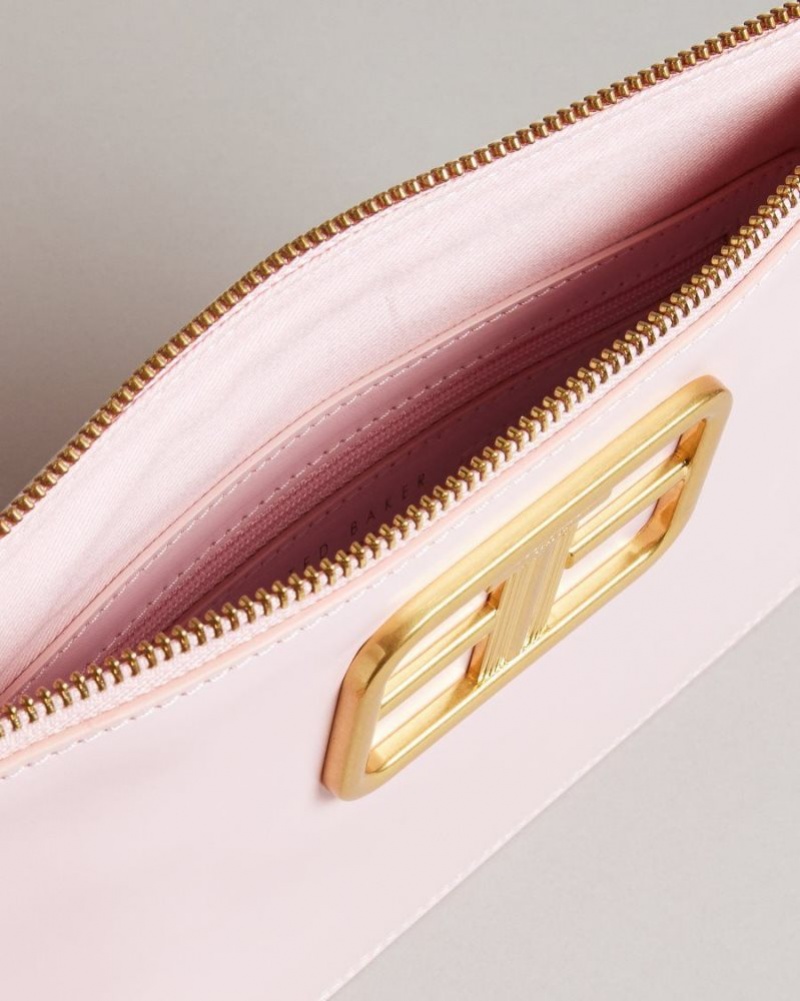 Pale Pink Ted Baker Tikila Statement Hardware Clutch Purses & Cardholders | IFWSXZE-18