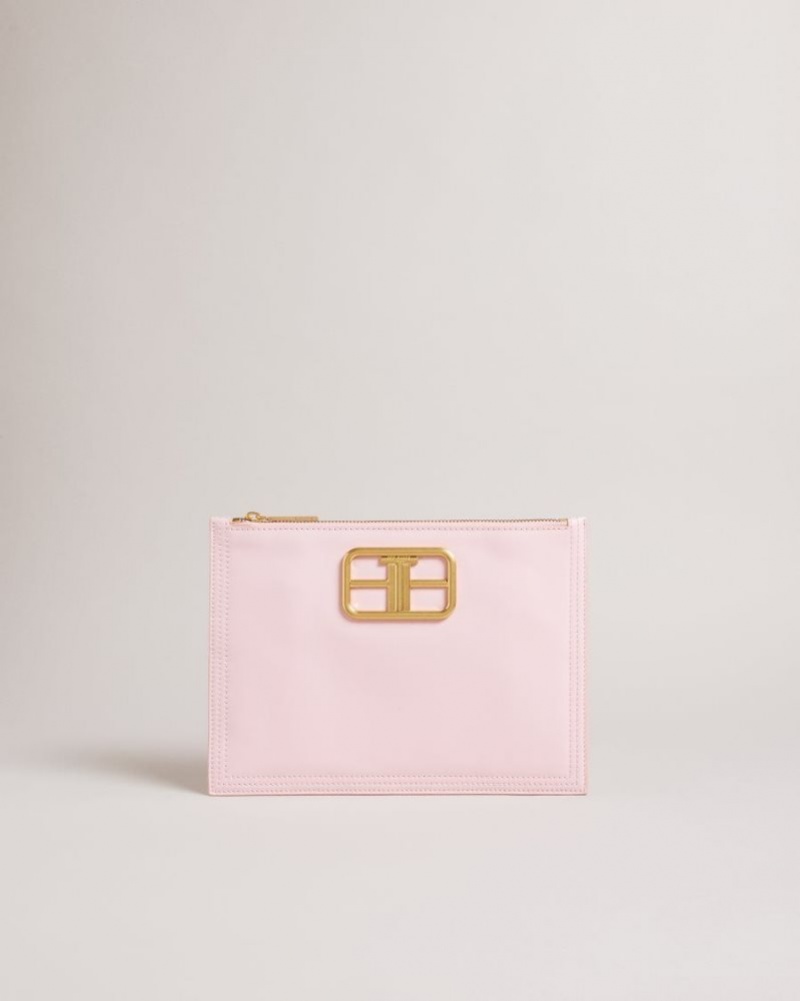 Pale Pink Ted Baker Tikila Statement Hardware Clutch Purses & Cardholders | IFWSXZE-18