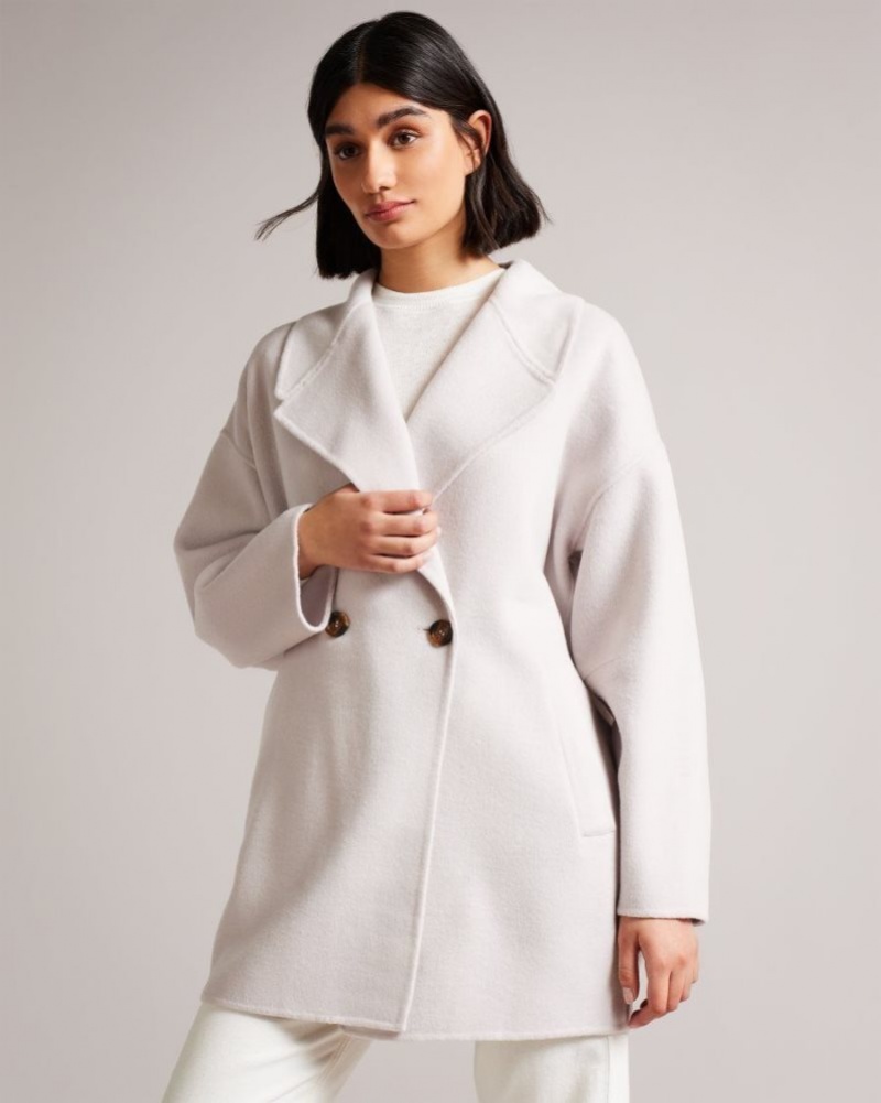 Pink Ted Baker Caysa Cocoon Coat With Oversized Collar Coats & Jackets | ZEQVLGO-91