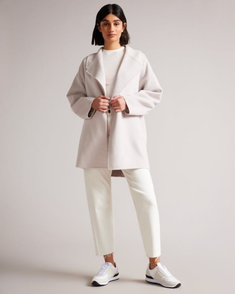 Pink Ted Baker Caysa Cocoon Coat With Oversized Collar Coats & Jackets | ZEQVLGO-91