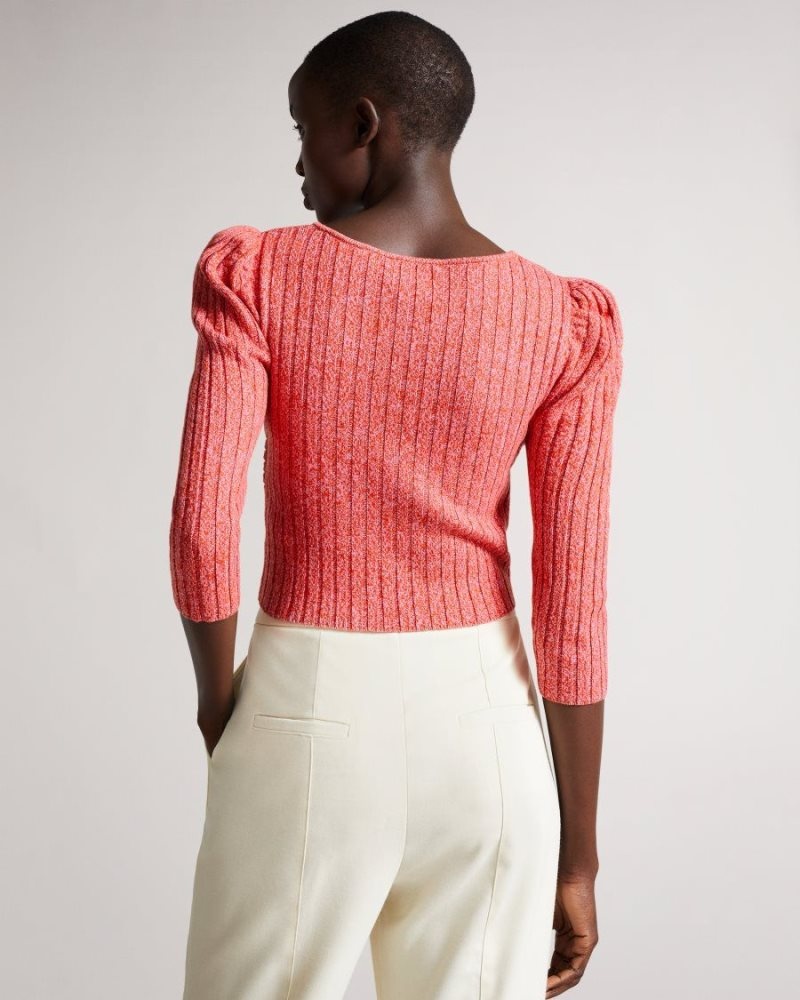 Pink Ted Baker Demie Twist Front Knit Top Jumpers & Cardigans | JYVDCFS-04