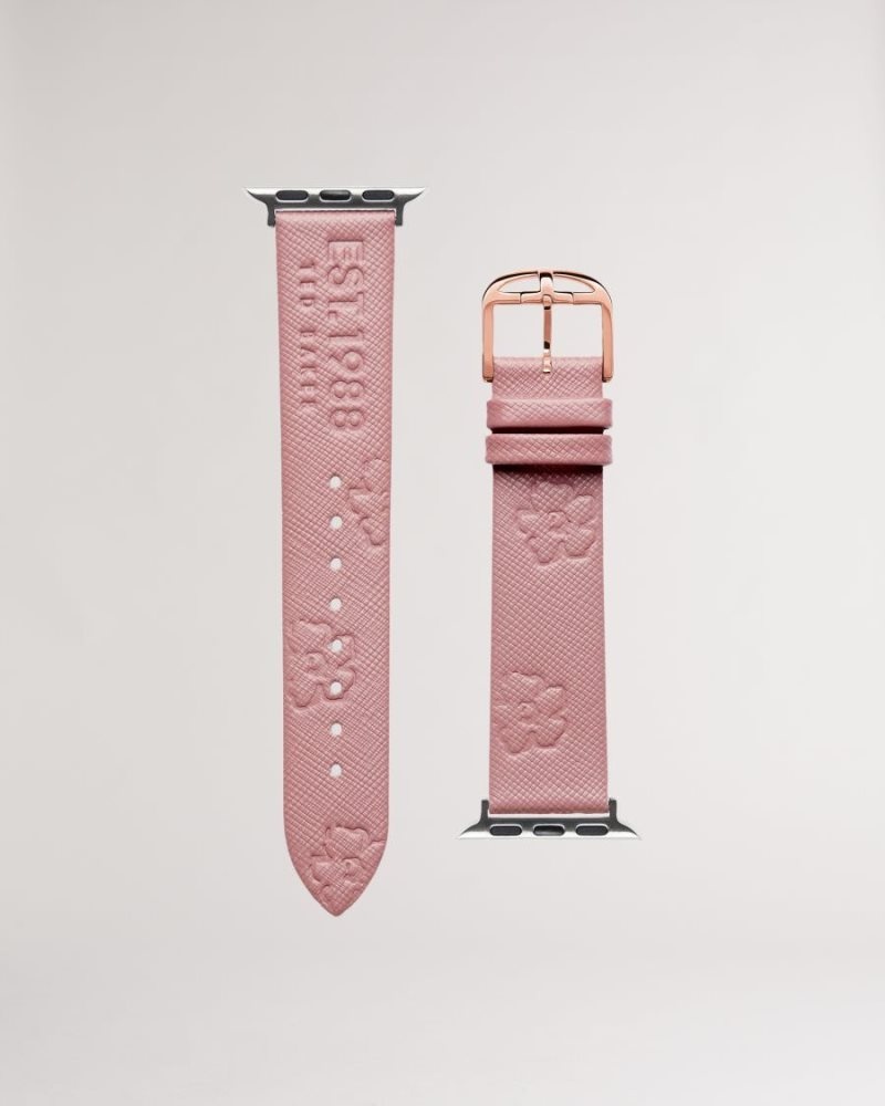 Pink Ted Baker Melanip Leather Magnolia Apple Watch Strap Watches | LFITNRS-67