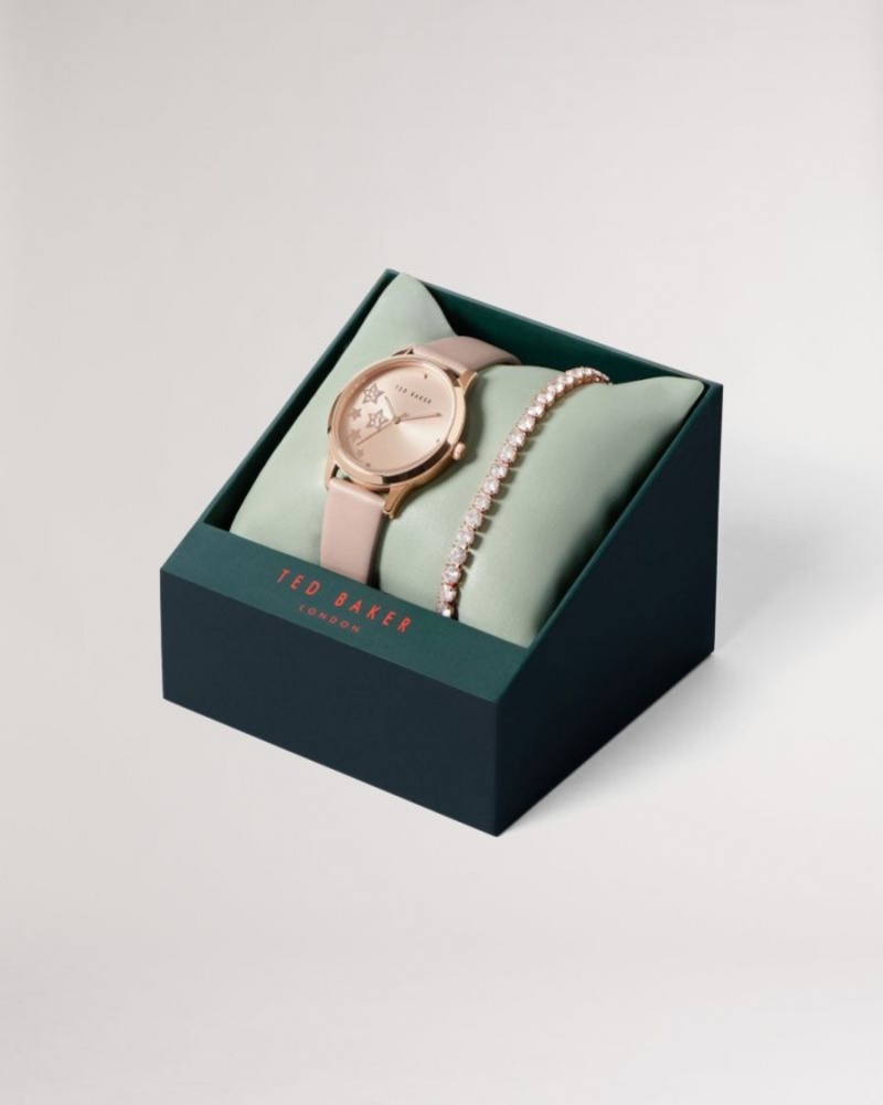 Pink Ted Baker Starlim Star Watch And Bracelet Gift Set Jewellery | GDQLAPK-57