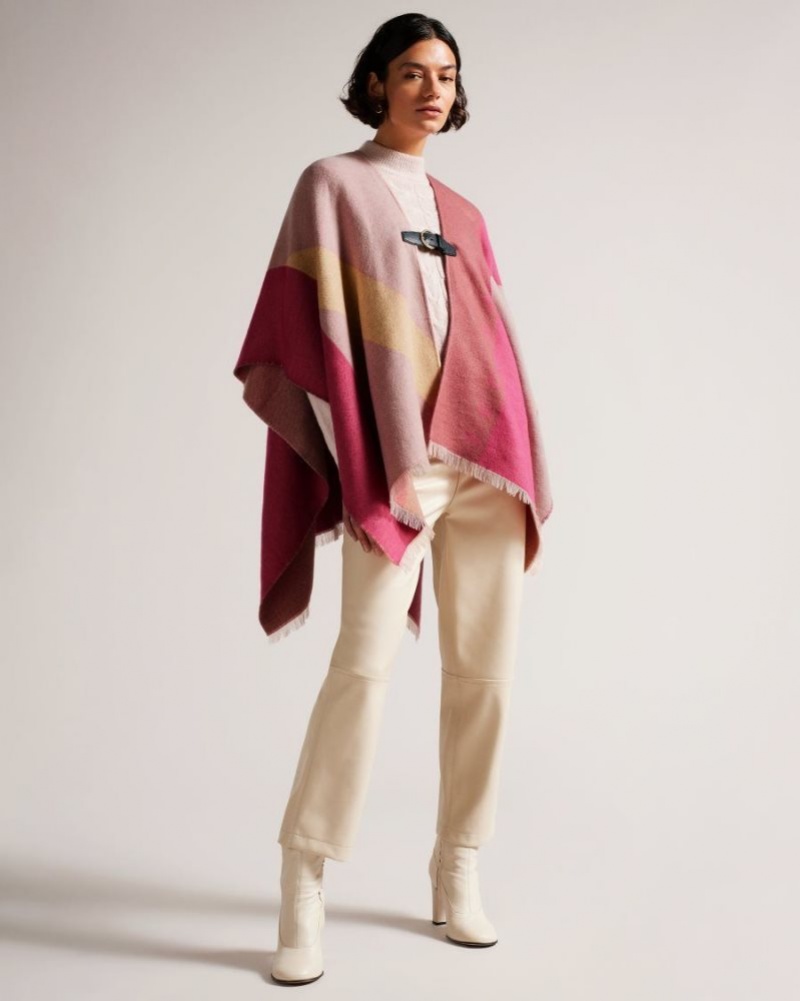 Pink Ted Baker Suffia Buckle Poncho Scarves | SAPTCFW-98