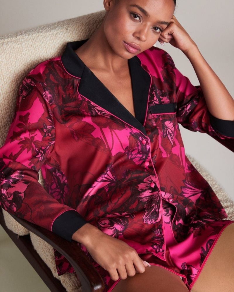 Pink Ted Baker Tawnya Floral Shirt And Shorts Set Lingerie & Pyjamas | LSTBIMX-58