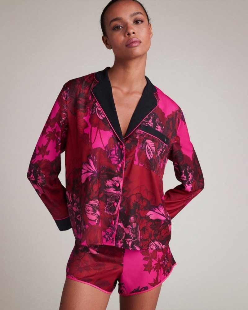 Pink Ted Baker Tawnya Floral Shirt And Shorts Set Lingerie & Pyjamas | LSTBIMX-58