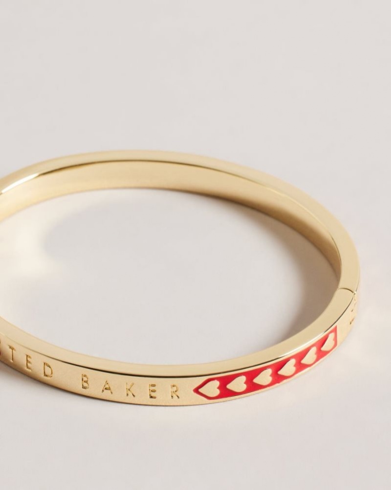 Red Ted Baker Eellie Enamel Heart Bangle Jewellery | KSHFCWI-51