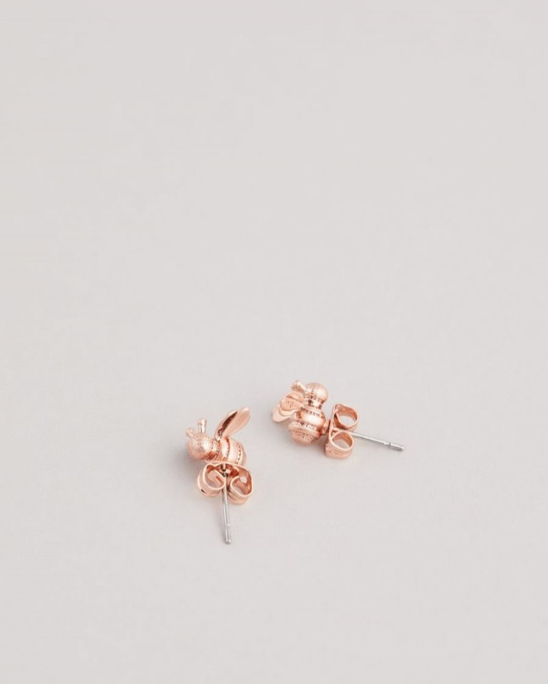 Rose Gold Colour Ted Baker Beelii Bee Earrings Jewellery | TNMBJVG-93