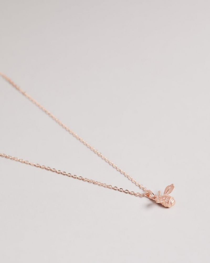 Rose Gold Colour Ted Baker Bellema Bumble Bee Pendant Necklace Jewellery | KAOSBXR-48