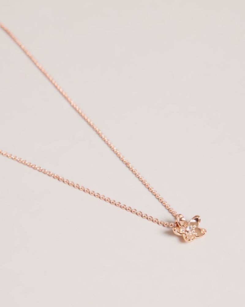 Rose Gold Colour Ted Baker Braddie Blossom Pendant Necklace Jewellery | SAQILPY-05