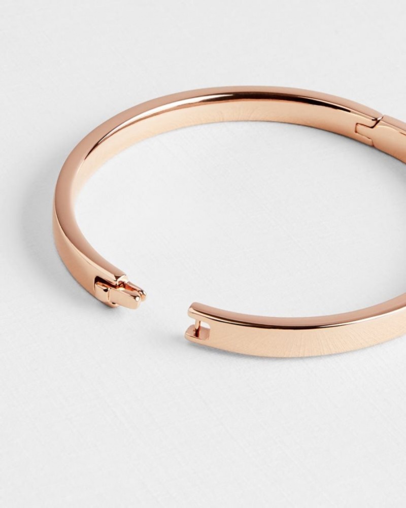 Rose Gold Colour Ted Baker Clemina Hinged Bangle Jewellery | XAGTRVD-05