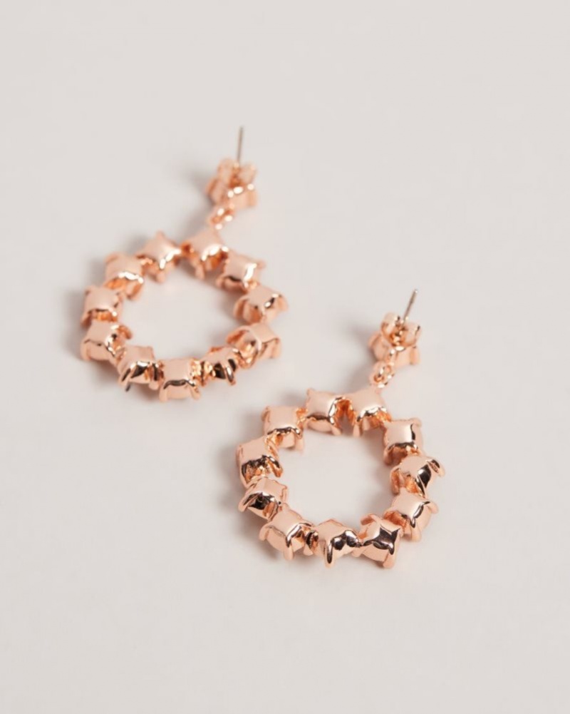 Rose Gold Colour Ted Baker Crissty Crystal Hoop Drop Earrings Jewellery | IXHCARP-07