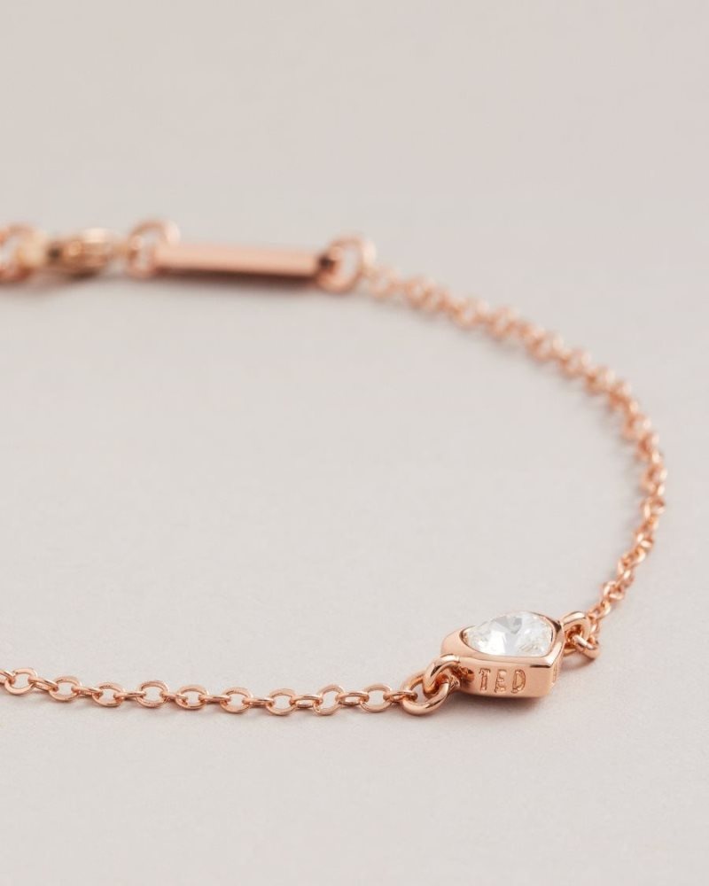 Rose Gold Colour Ted Baker Hansaa Crystal Heart Bracelet Jewellery | GZFMADL-40