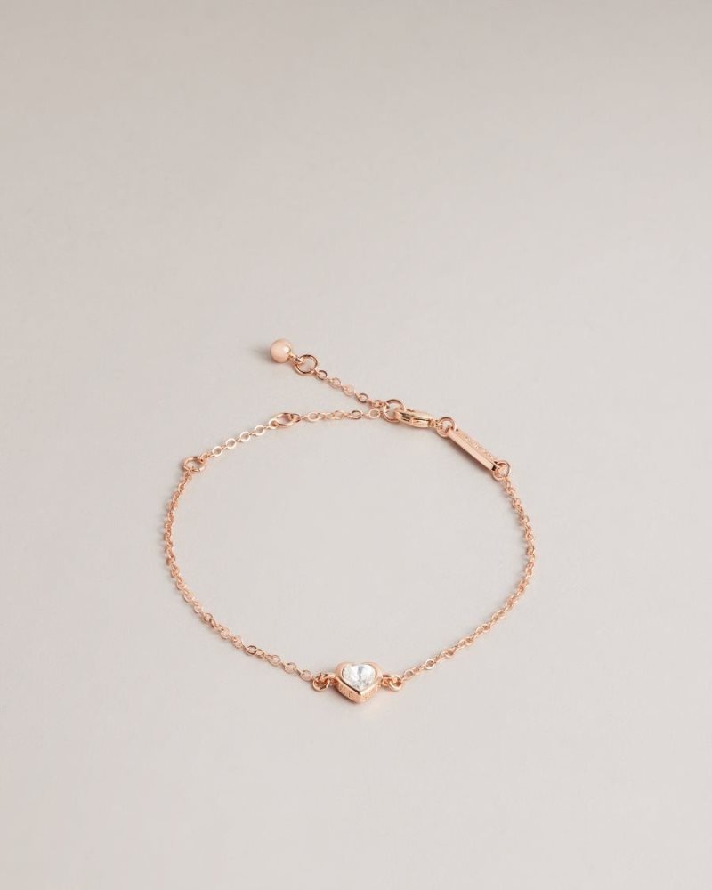 Rose Gold Colour Ted Baker Hansaa Crystal Heart Bracelet Jewellery | GZFMADL-40