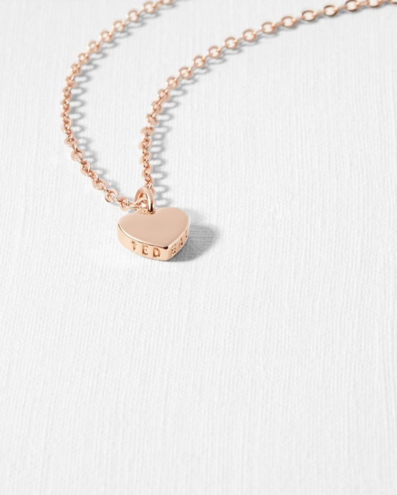 Rose Gold Colour Ted Baker Hara Heart Pendant Necklace Jewellery | VKTGRPZ-72
