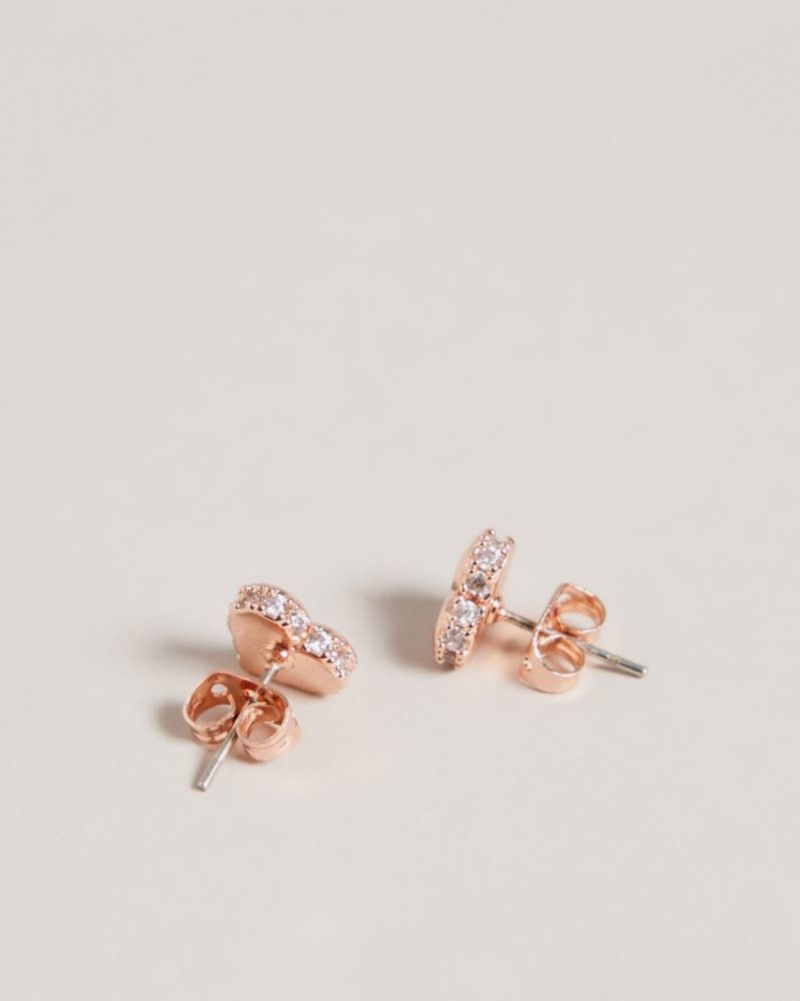 Rose Gold Colour Ted Baker Sersy Sparkle Heart Stud Earrings Jewellery | PMJTSBW-81
