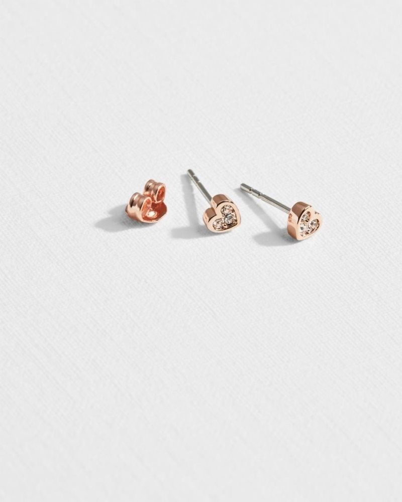 Rose Gold Ted Baker Neenia Nano Heart Stud Earrings Jewellery | YCOXGDH-15