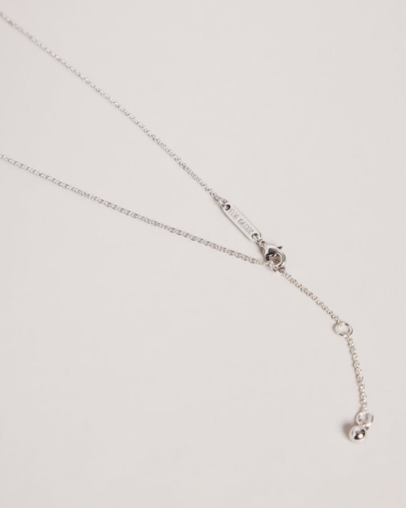 Silver Colour Ted Baker Braddie Blossom Pendant Necklace Jewellery | MYVIXWL-37