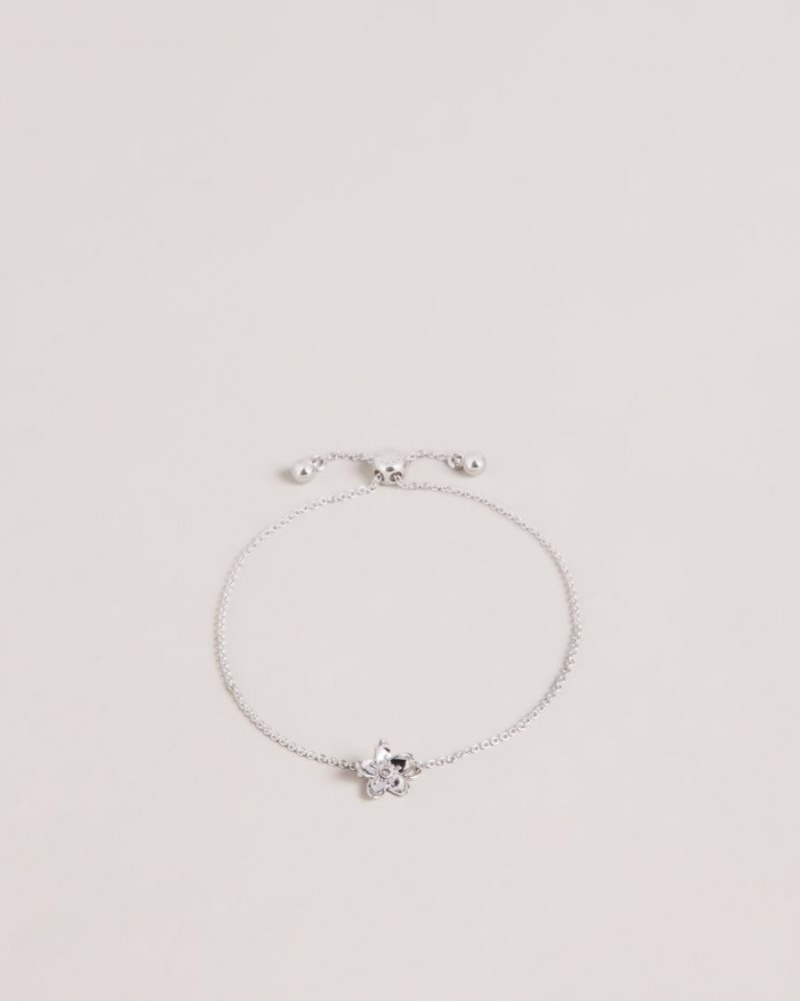 Silver Colour Ted Baker Braidn Blossom Bracelet Jewellery | ETQONZM-57