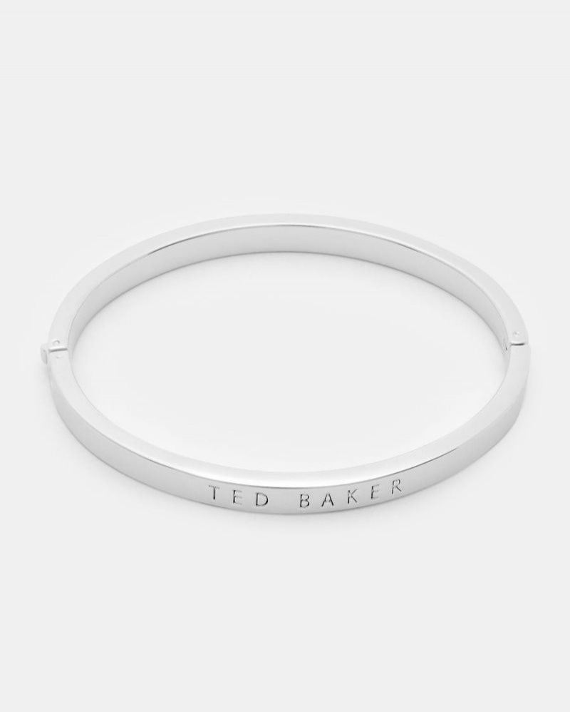 Silver Colour Ted Baker Clemina Hinged Bangle Jewellery | XEVMZKQ-82