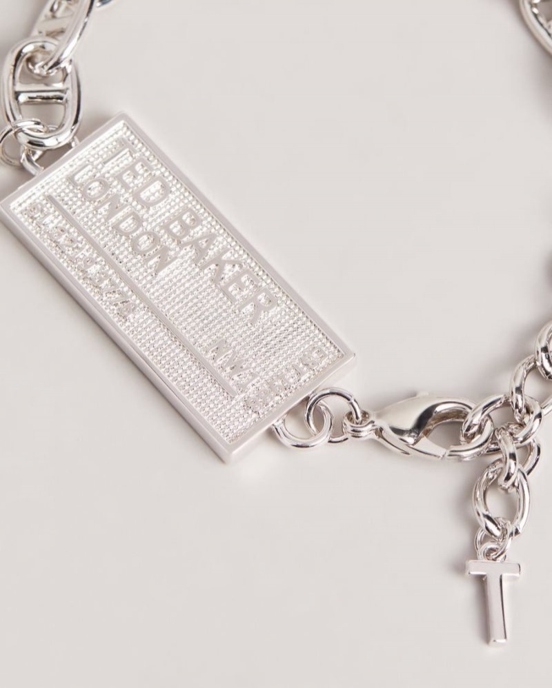 Silver Colour Ted Baker Persha Postcode Bracelet Jewellery | HVQJIUG-01