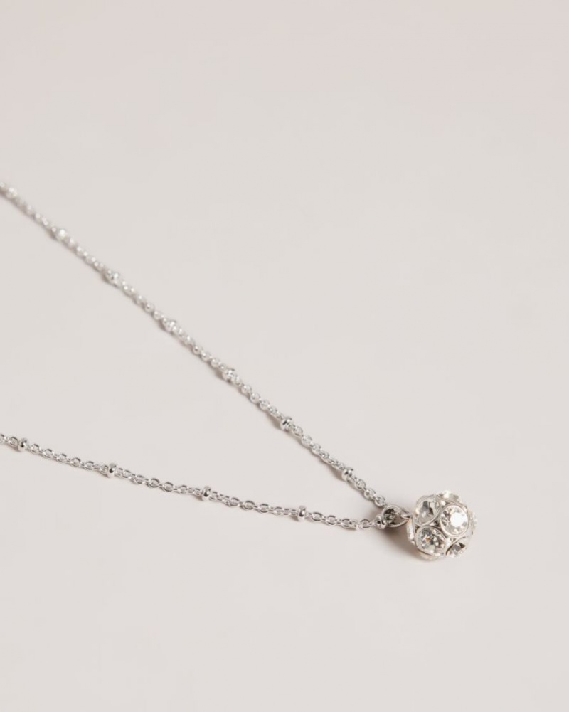Silver Colour Ted Baker Ravela Crystal Pendant Necklace Jewellery | JCSRLWO-18