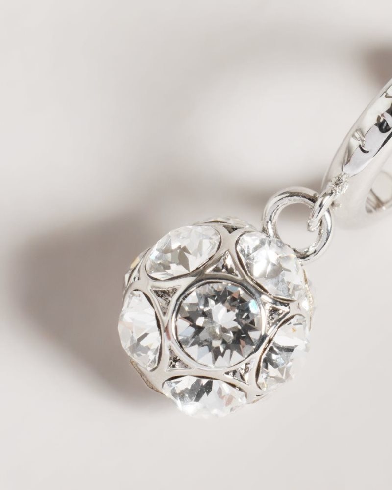 Silver Colour Ted Baker Ryanka Crystal Ball Hoop Charm Earrings Jewellery | ALEKDTZ-65