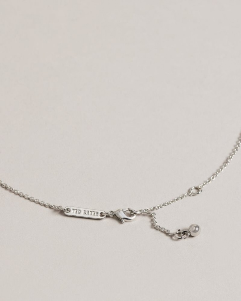 Silver Colour Ted Baker Sorayaa Crystal Shell Pendant Necklace Jewellery | QAFYCWN-53