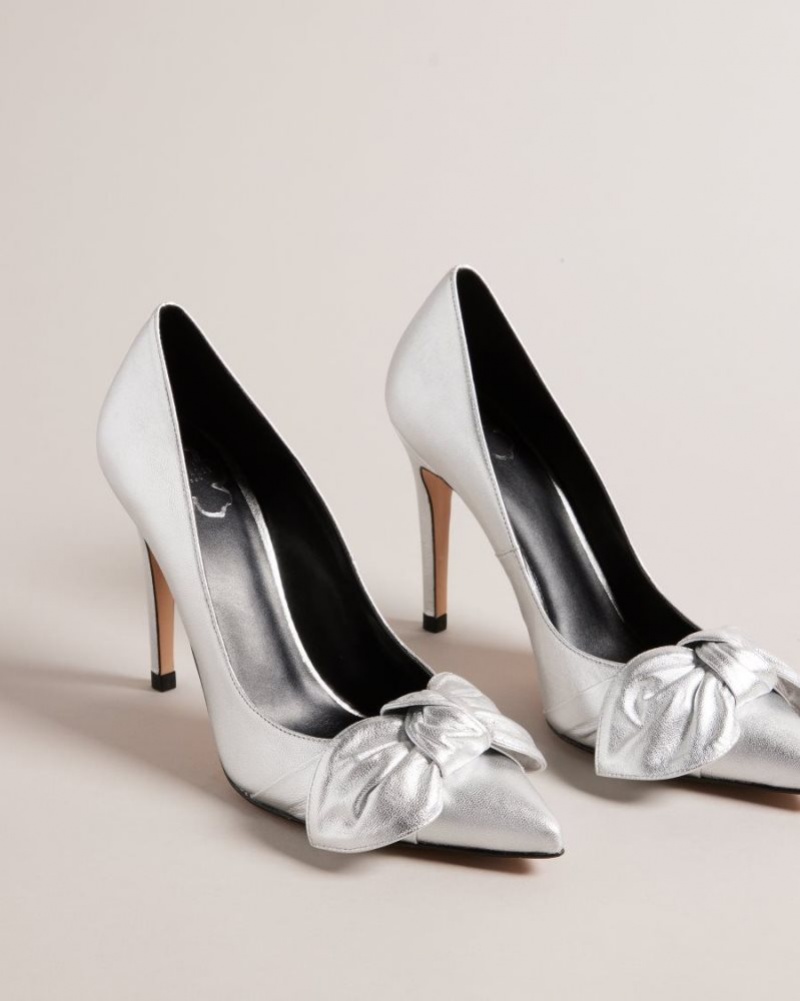 Silver Ted Baker Ryal Metallic Court Shoes Heels | VTZXBAQ-68