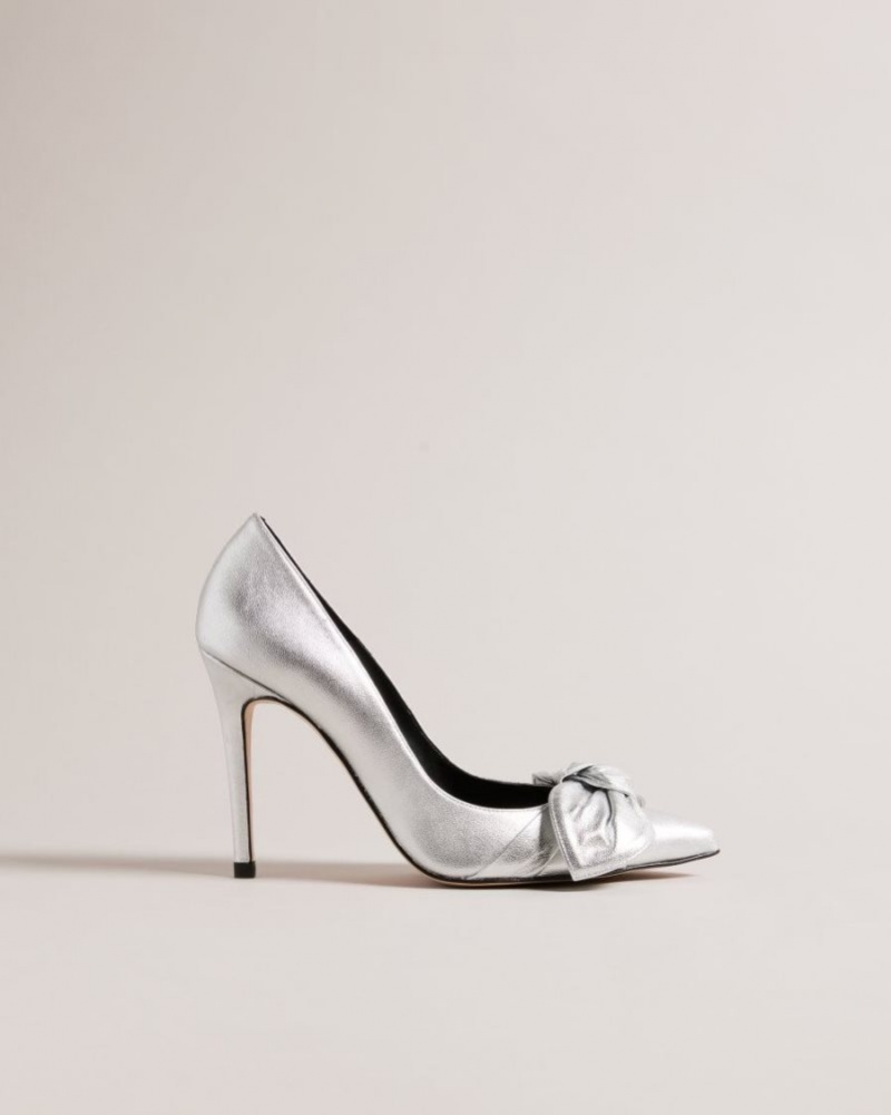 Silver Ted Baker Ryal Metallic Court Shoes Heels | VTZXBAQ-68