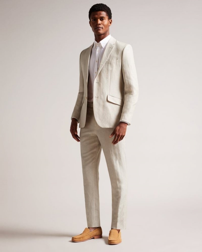 Stone Ted Baker Lancej Wool And Linen Blazer Suits | IDWRATZ-25