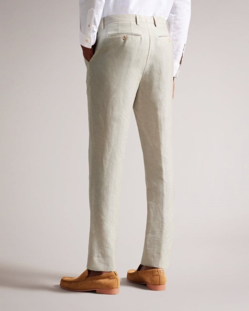 Stone Ted Baker Lancet Slim Fit Wool Linen Trousers Suits | JFIQRLT-21