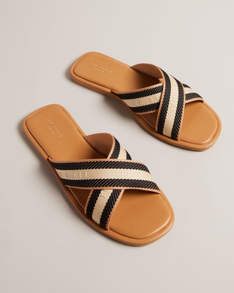 Tan Ted Baker Ashika Webbing Strap Sandals Sandals & Sliders | LPFXHJM-28