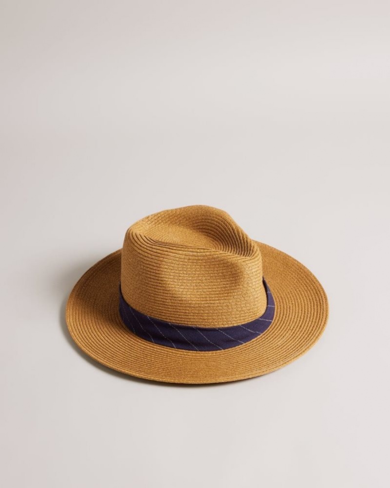 Tan Ted Baker Hurrca Straw Hat Hats & Caps | ADRLSMG-32