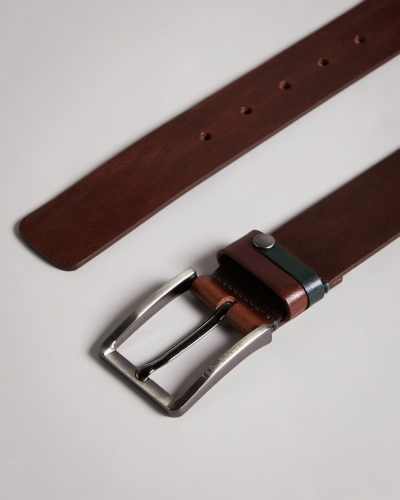 Tan Ted Baker Keepsak Contrast Detail Leather Belt Belts | IKAUDPF-84