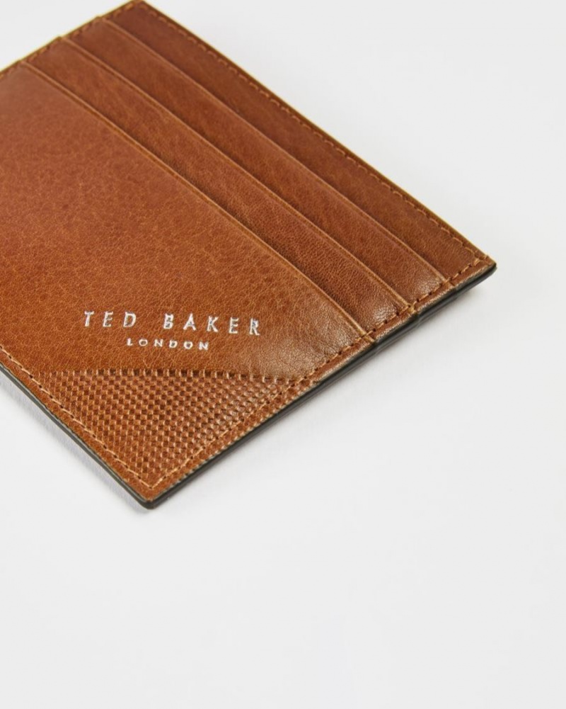 Tan Ted Baker Rifle Embossed Corner Leather Cardholder Wallets & Cardholders | DGHAFIY-15