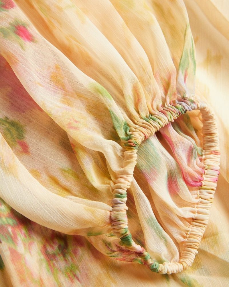 Tan Ted Baker Tamziiy Hazy Floral Tiered Mini Dress Dresses | CRVSEJL-46