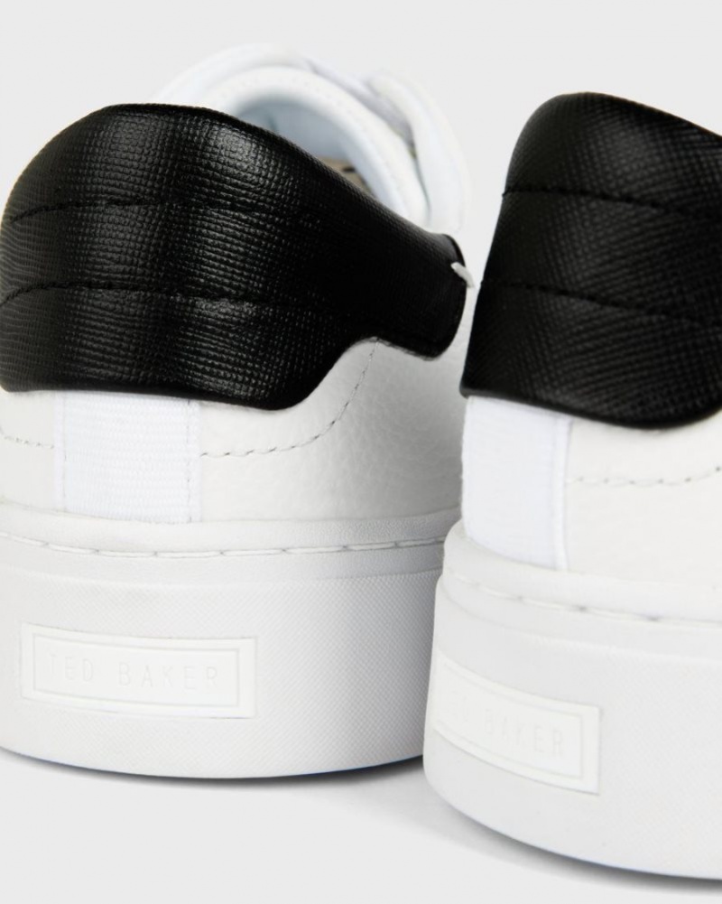 White-Black Ted Baker Kimmii Tumbled Leather Trainers Trainers | VCZUSTY-65
