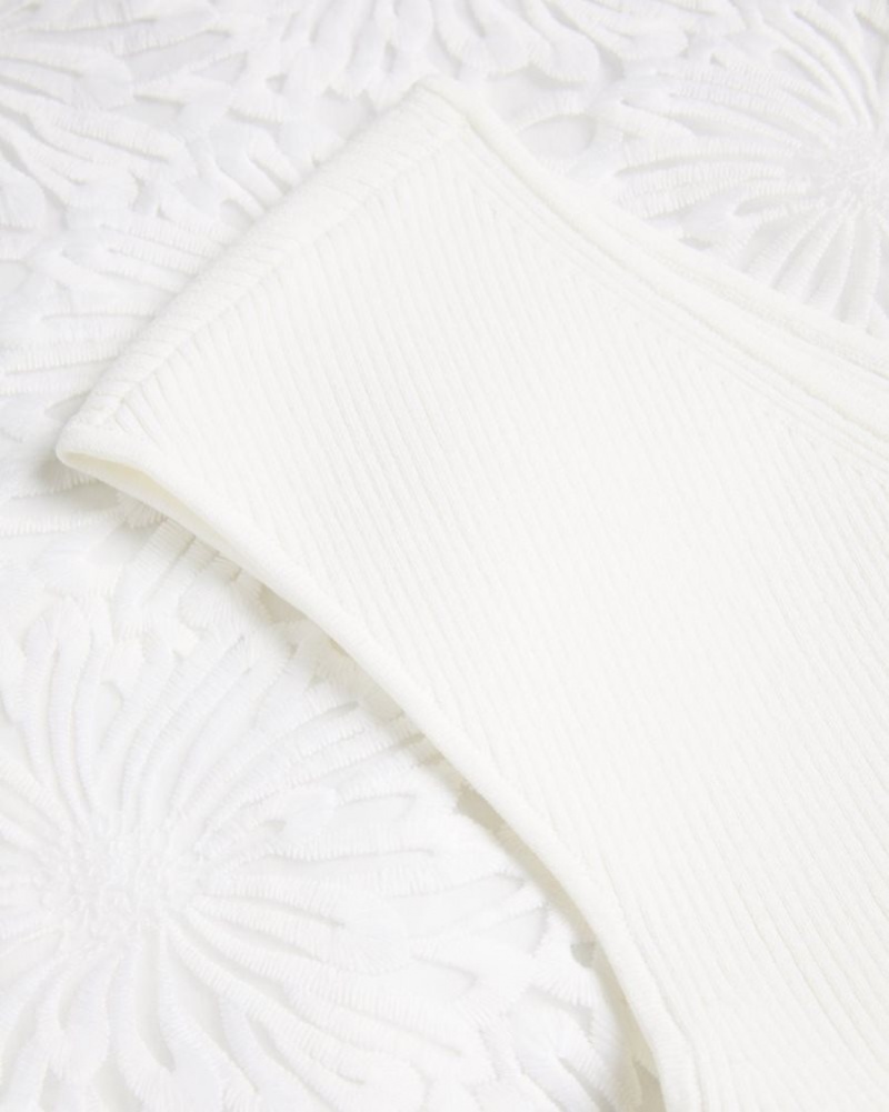 White Ted Baker Annikaa Floral Knit Bodice Midi Dress Dresses | PTGSUBM-48