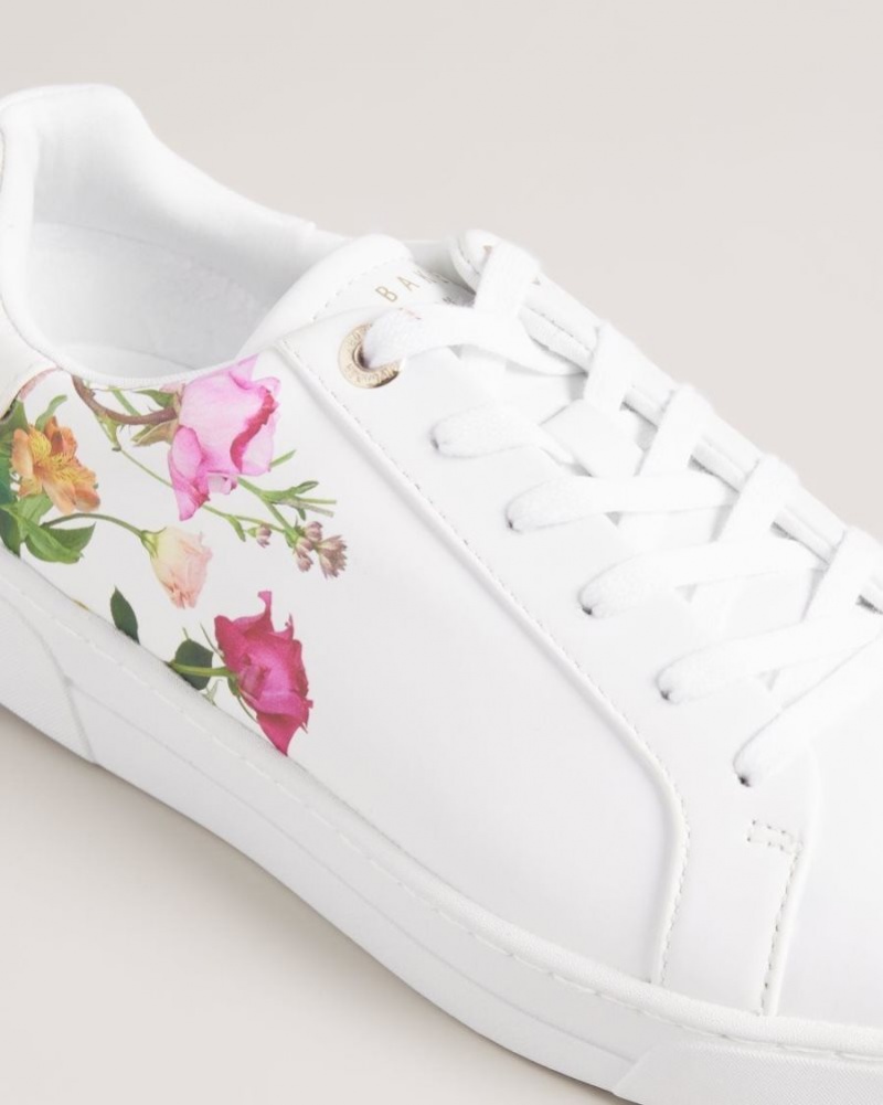 White Ted Baker Artel Printed Floral Cupsole Trainers Trainers | QEUFGKH-23