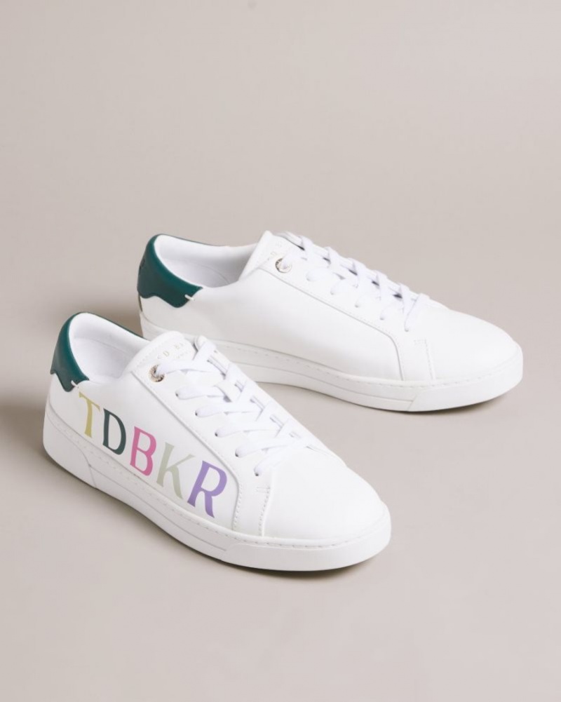 White Ted Baker Artii Branded Leather Cupsole Trainers Trainers | PYBAVMT-96